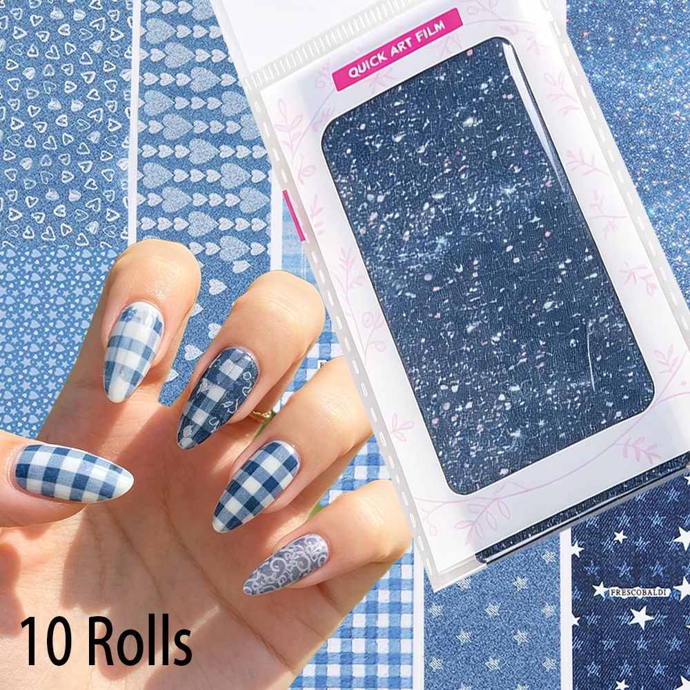 10 Rolls 3.8*20cm Denim Style  - Nail Art Denim ulasan dan harga