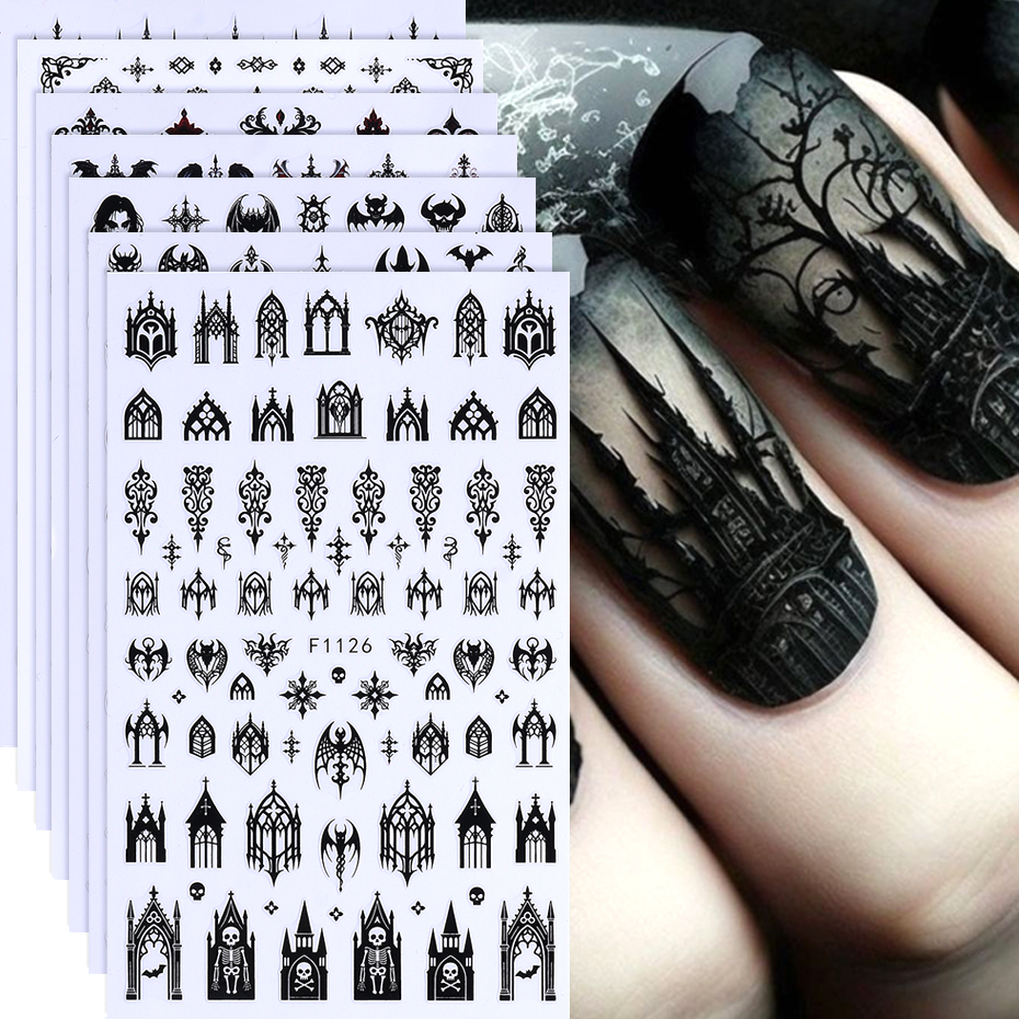 7/8pcs 3D Gothic Black Hallowe - Nail Art Zelda ulasan dan harga