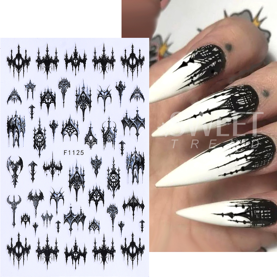 7/8pcs 3D Gothic Black Hallowe - Nail Art Zelda ulasan dan harga