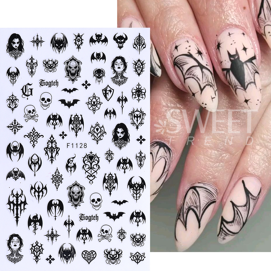 7/8pcs 3D Gothic Black Hallowe - Nail Art Zelda ulasan dan harga