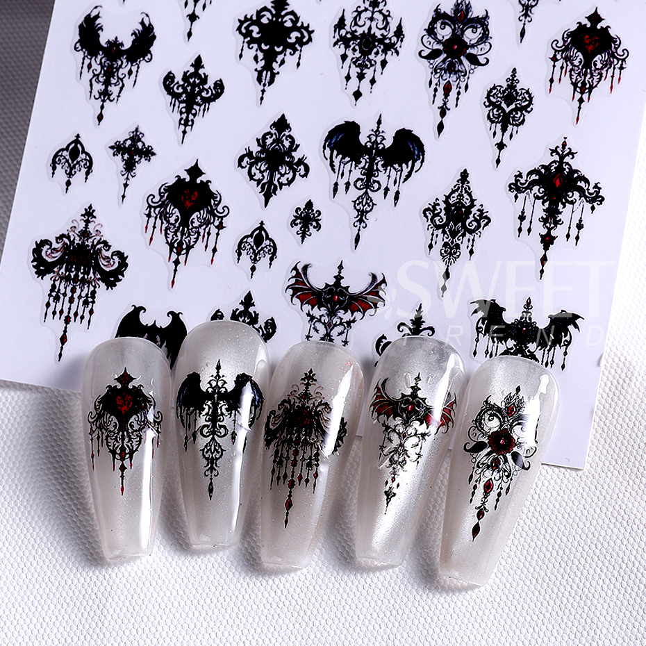 7/8pcs 3D Gothic Black Hallowe - Nail Art Zelda ulasan dan harga