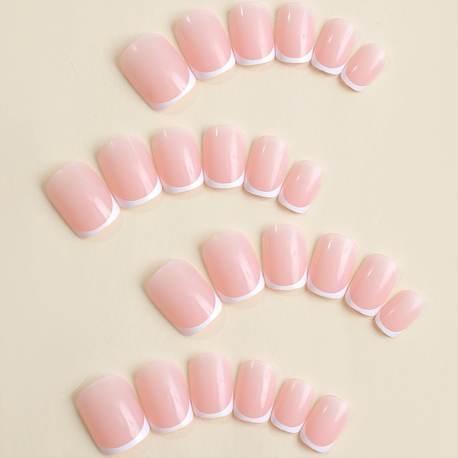 24PCS Short Square White Franc - Nail Art France ulasan dan harga
