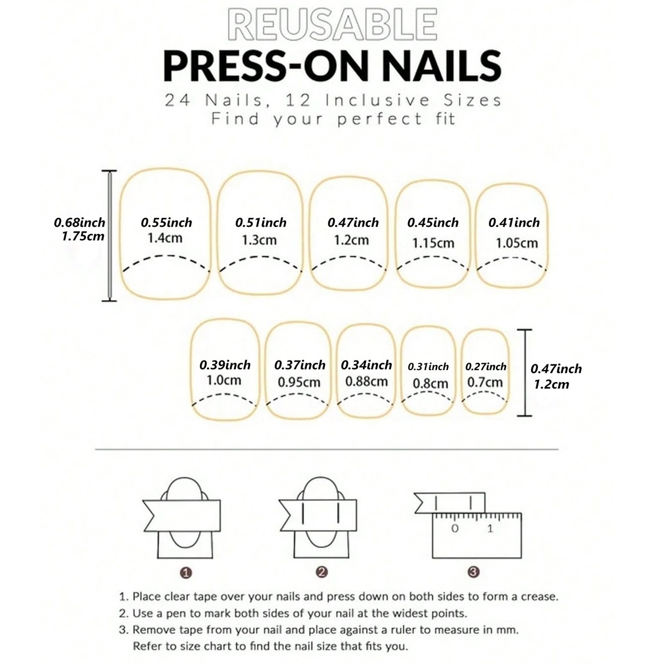 24PCS Short Square White Franc - Nail Art France ulasan dan harga