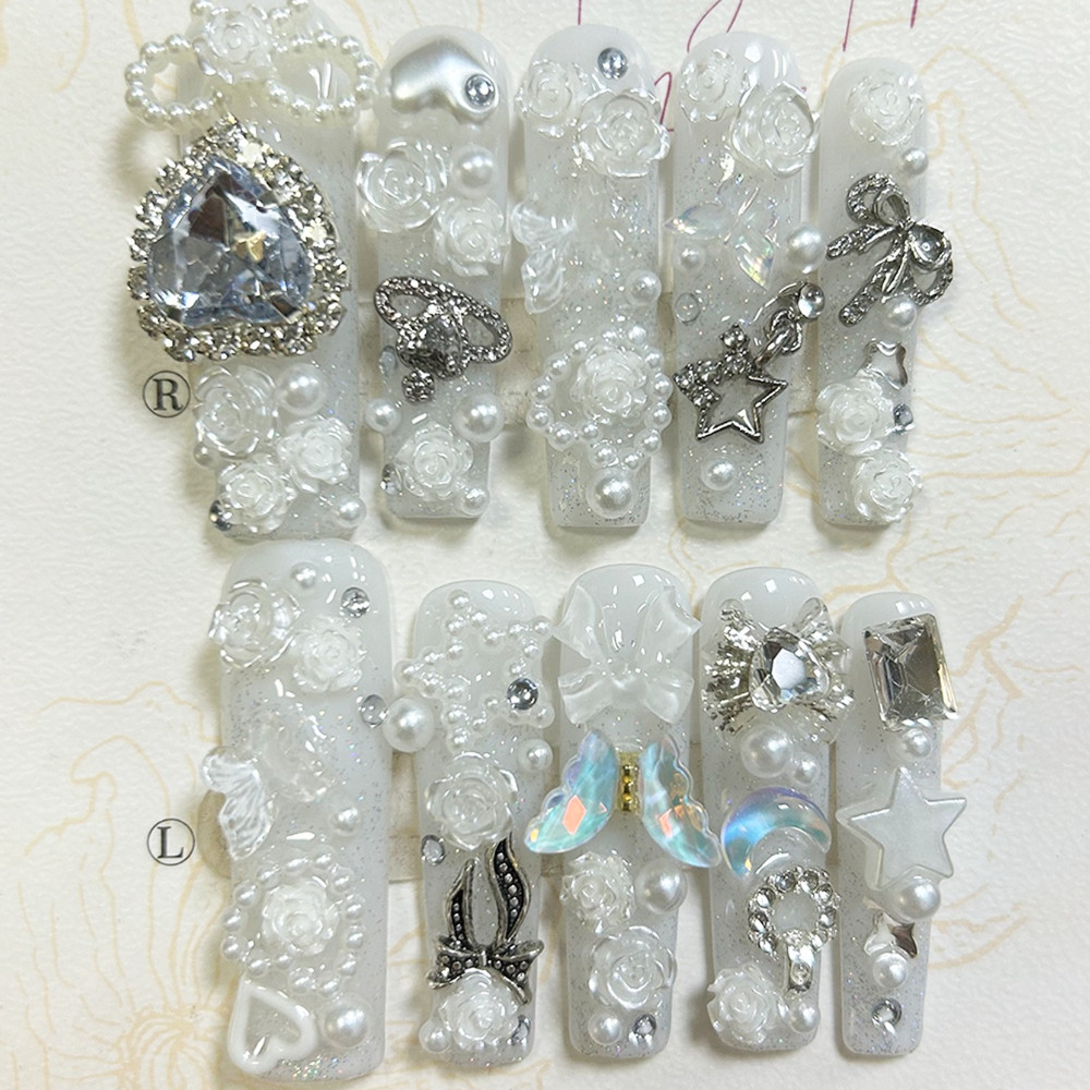 10PCS Cute Jirai Kei White Han - Nail Art Glitter ulasan dan harga