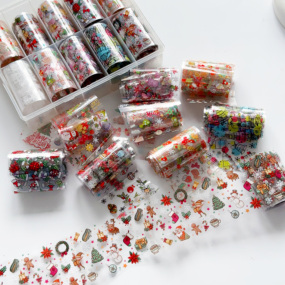 10 Rolls Christmas Nail Art Fo - Nail Art Xmas Design ulasan dan harga