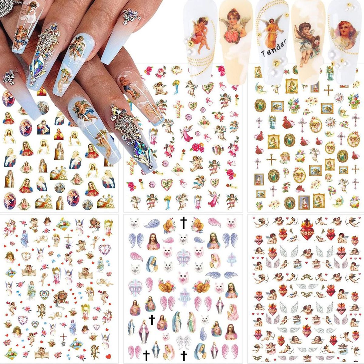 3/6 Sheets Angel Nail Stickers - Nail Art Zelda ulasan dan harga