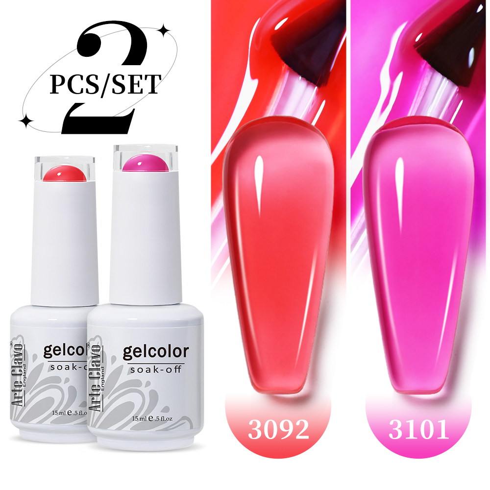 Arte Clavo 2Pcs/Set 15ml Jelly - Nail Art Natural Pink ulasan dan harga