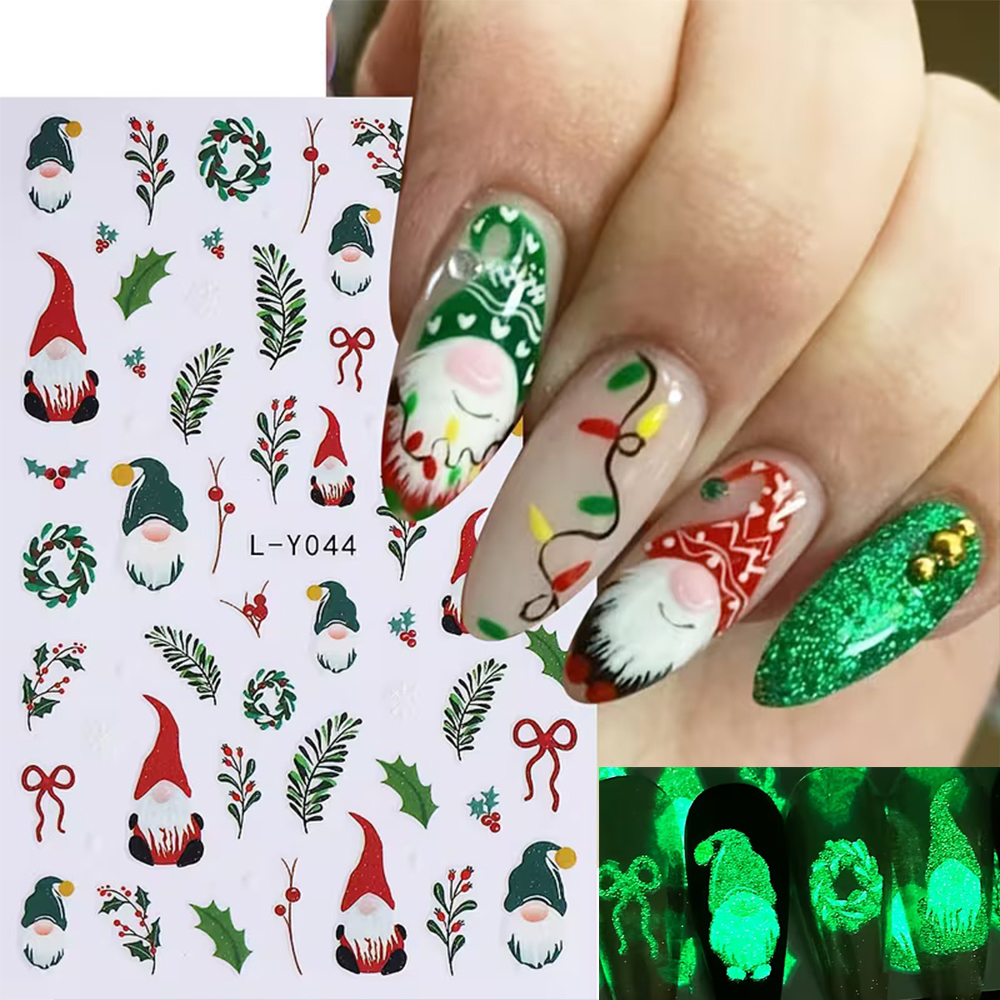 3D Luminous Christmas Nail Art - Nail Art Xmas Stickers ulasan dan harga