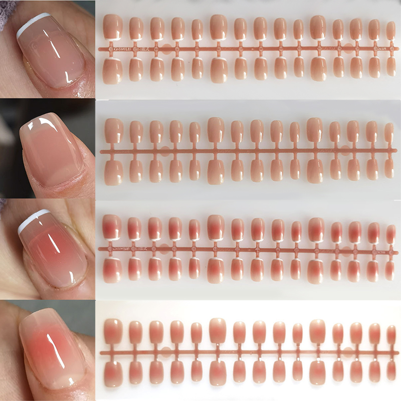 30Pcs French Gradient Short Ba - Nail Art Pink ulasan dan harga