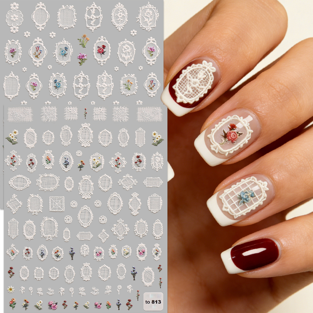 2pcs retro lace pattern frames - Nail Art Denim ulasan dan harga
