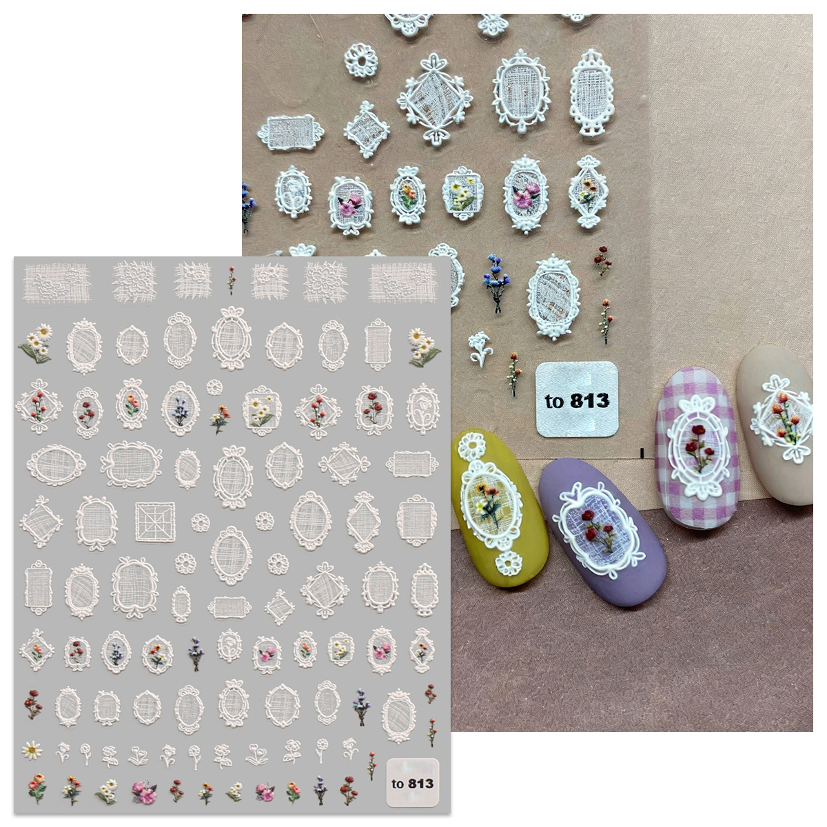 2pcs retro lace pattern frames - Nail Art Denim ulasan dan harga