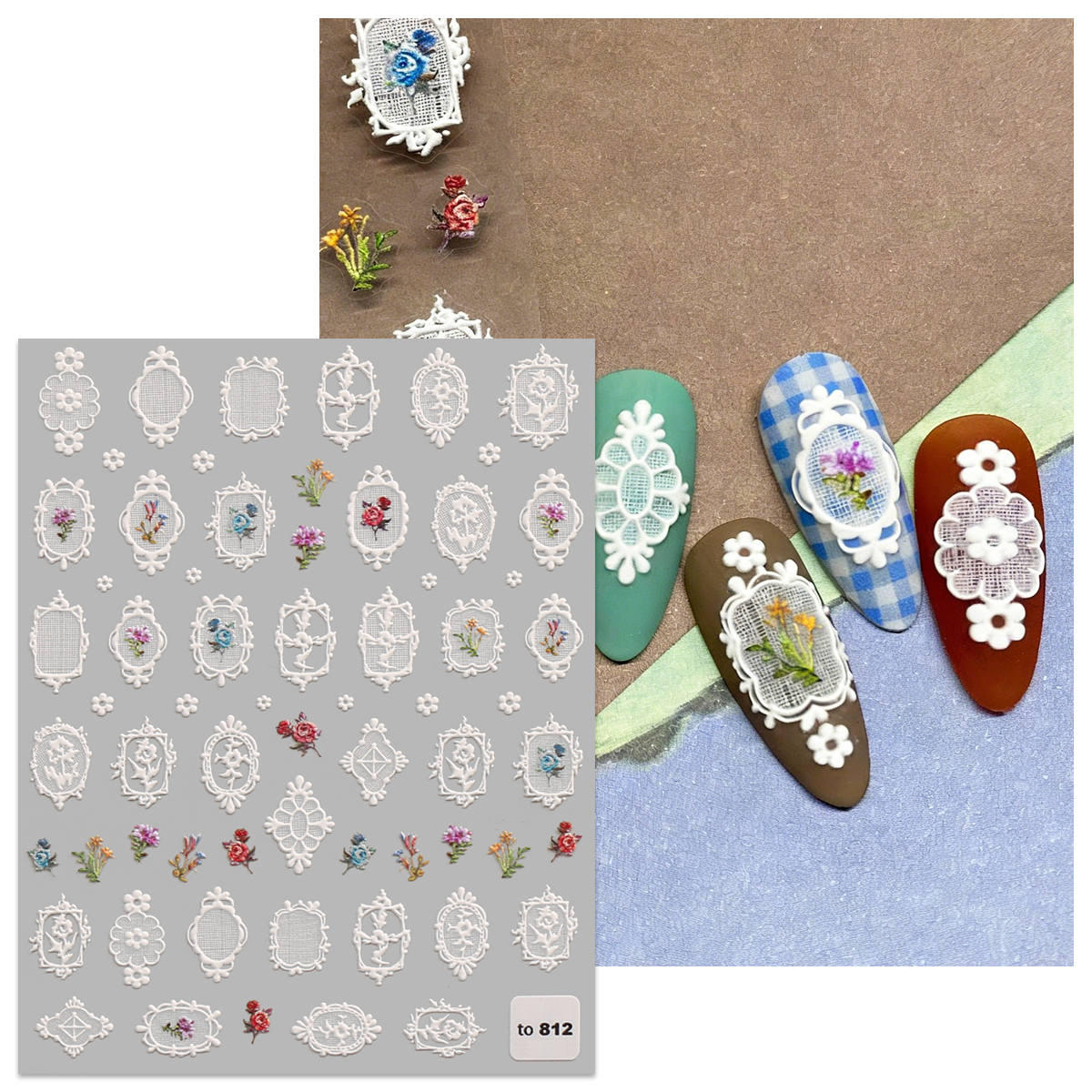 2pcs retro lace pattern frames - Nail Art Denim ulasan dan harga