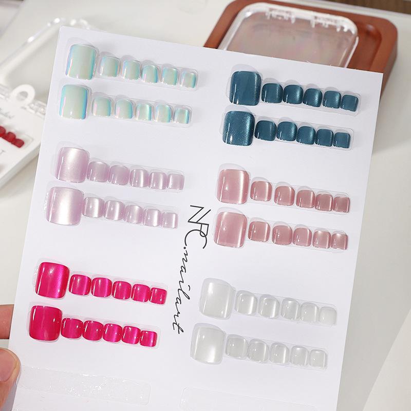 【B】10 Pcs/Box French Fake Nail - Nail Art Extension Cat Eye ulasan dan harga