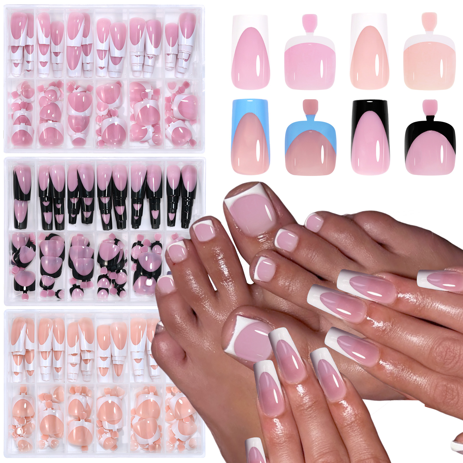 144pcs French Black Pink Hand& - Nail Art Pink ulasan dan harga