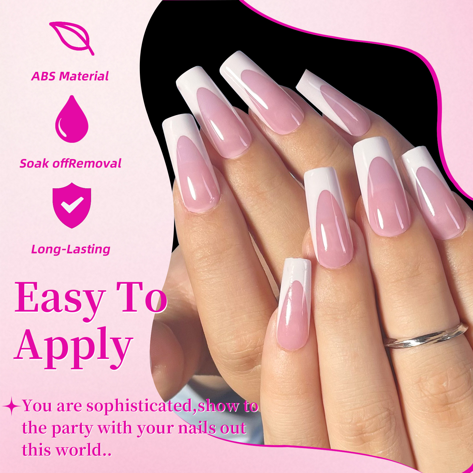 144pcs French Black Pink Hand& - Nail Art Pink ulasan dan harga