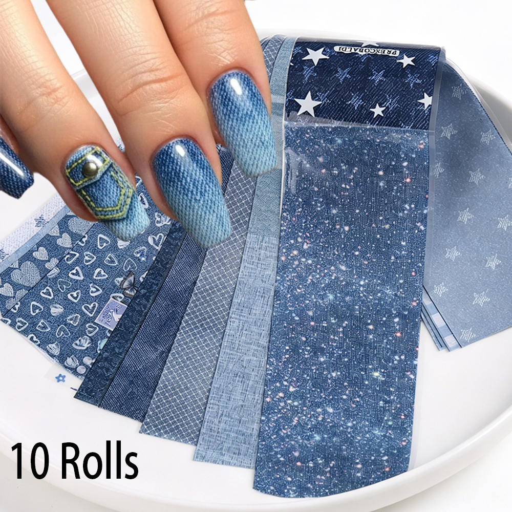 10 Rolls 3.8*20cm Retro Salt-s - Nail Art Denim ulasan dan harga