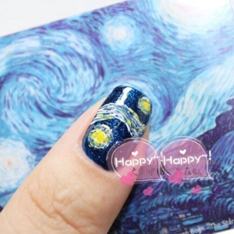 14Tips/Sheet Nail Wraps Van Go - Nail Art Van Gogh ulasan dan harga