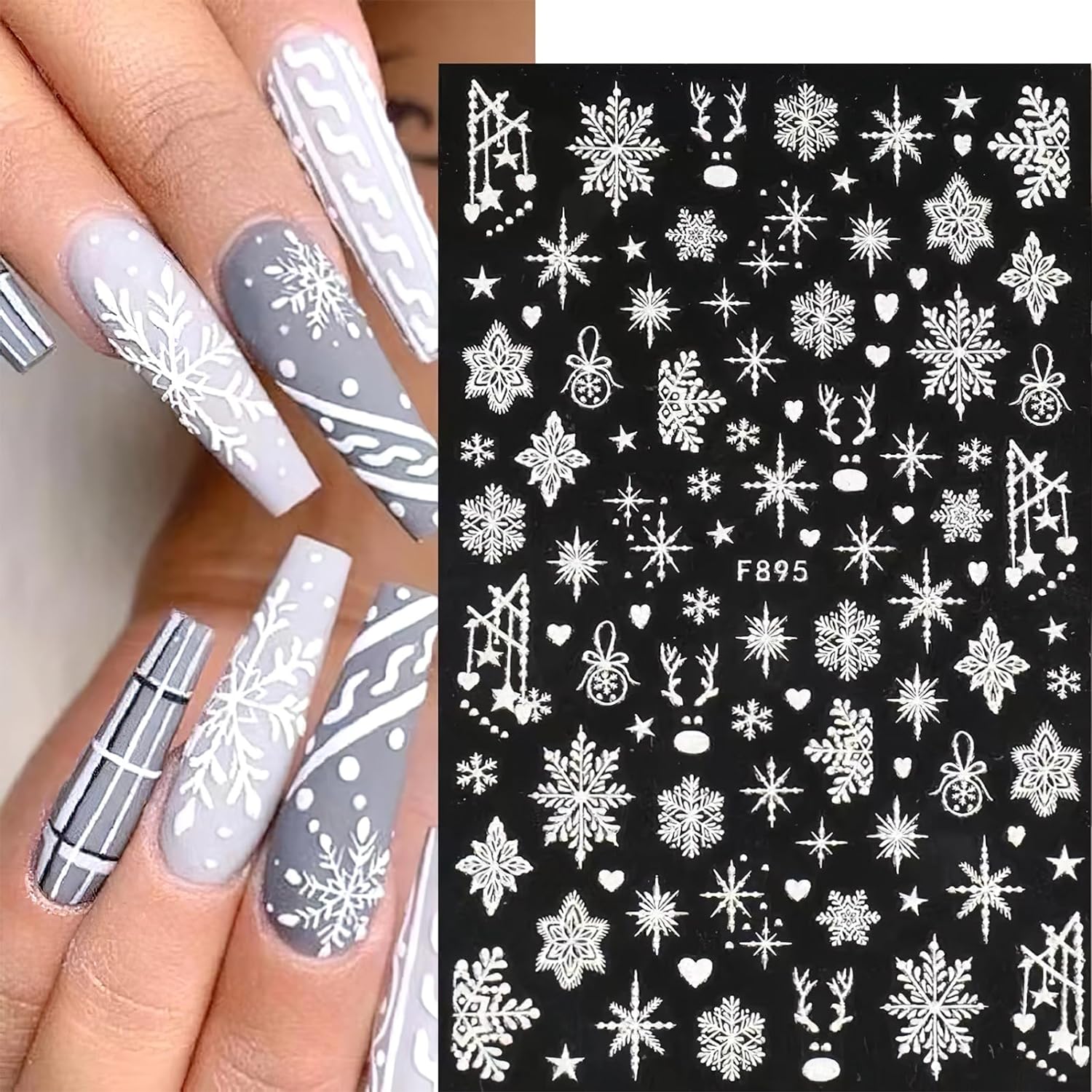 3D Snowflake Nail Art Decals W - Nail Art Xmas Design ulasan dan harga