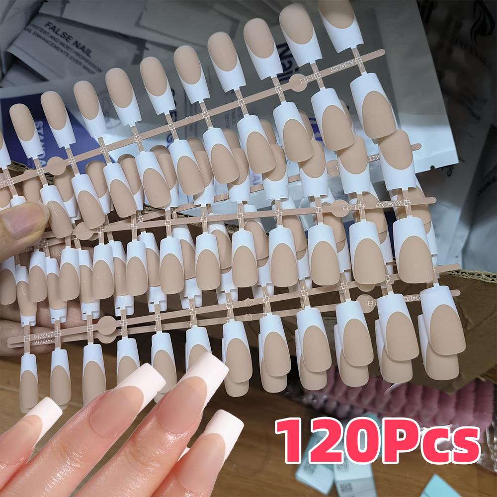 120Pcs Nude French Fake Nails  - Nail Art Wedding ulasan dan harga
