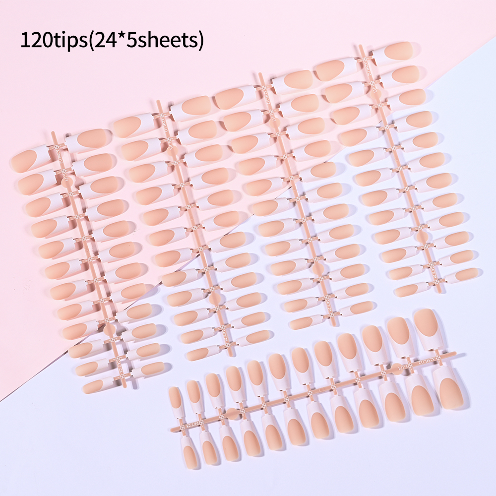 120Pcs Nude French Fake Nails  - Nail Art Wedding ulasan dan harga