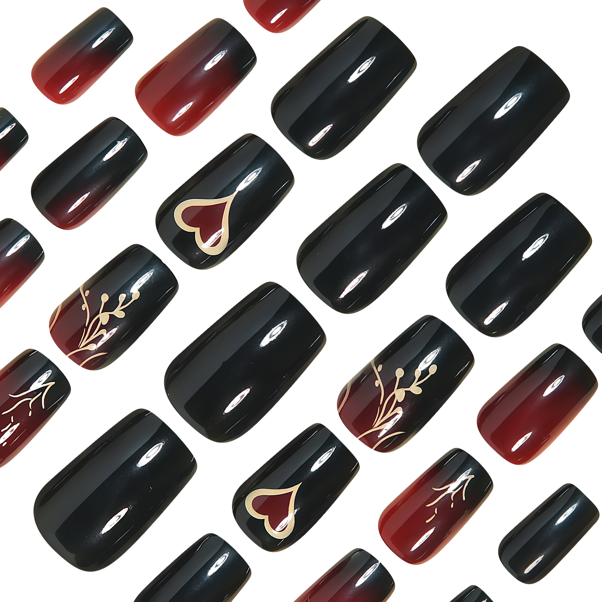 Cute heart fake nails for Vale - Nail Art Wedding ulasan dan harga
