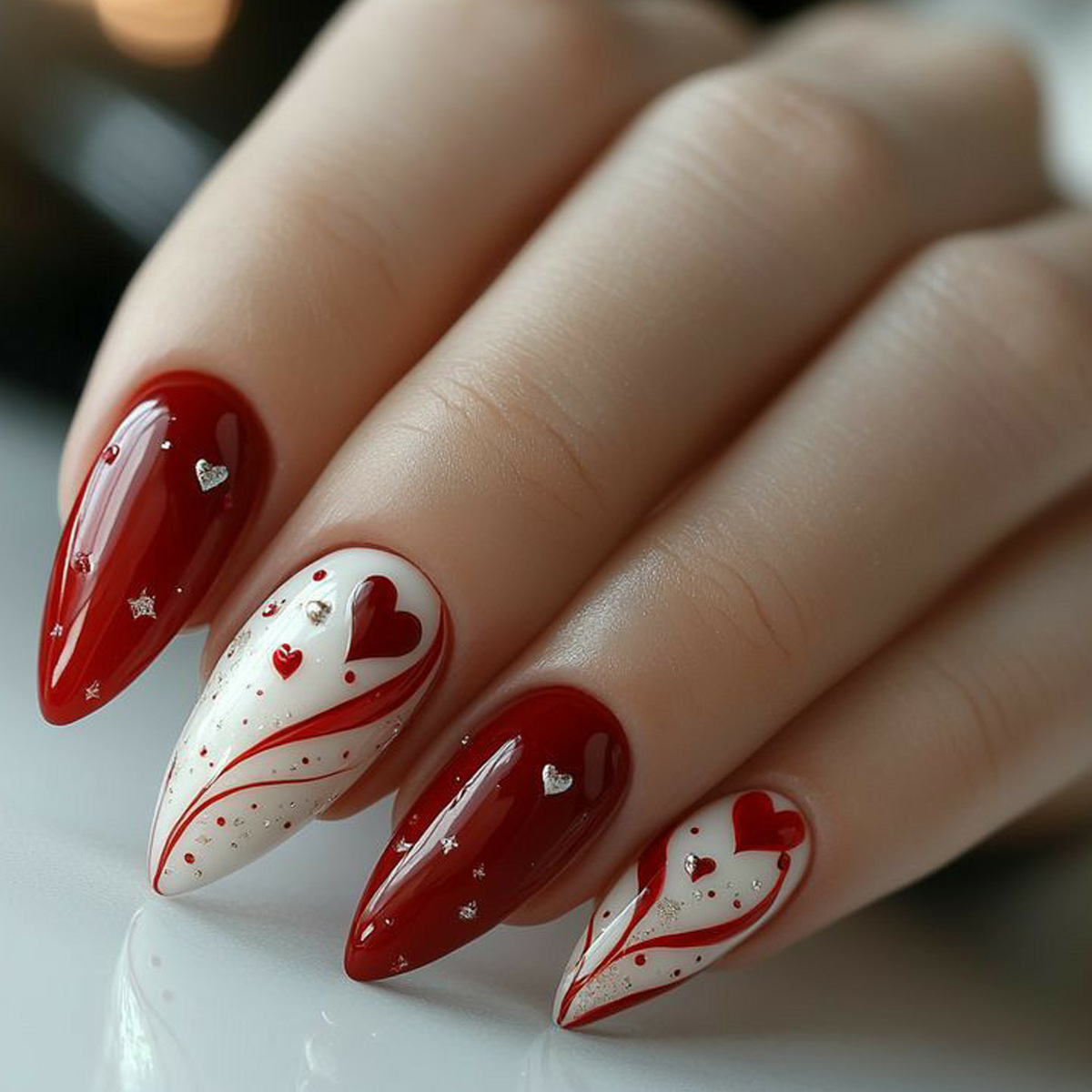 Cute heart fake nails for Vale - Nail Art Wedding ulasan dan harga