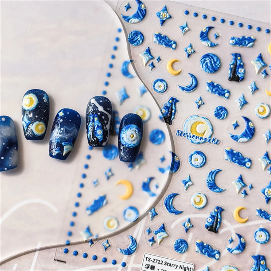Blue Starry Night 5D Soft Embo - Nail Art Van Gogh ulasan dan harga