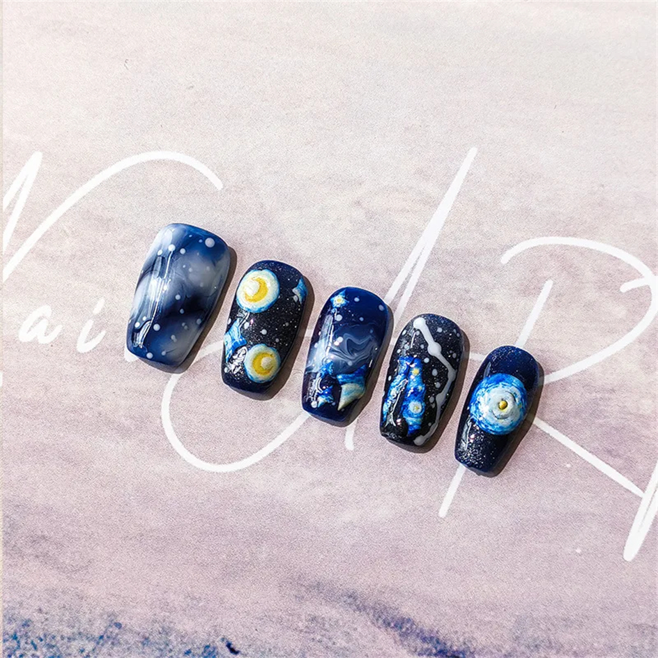Blue Starry Night 5D Soft Embo - Nail Art Van Gogh ulasan dan harga
