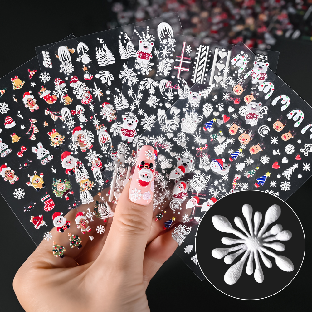 1Sheet 5D Embossed Christmas N - Nail Art Xmas Design ulasan dan harga