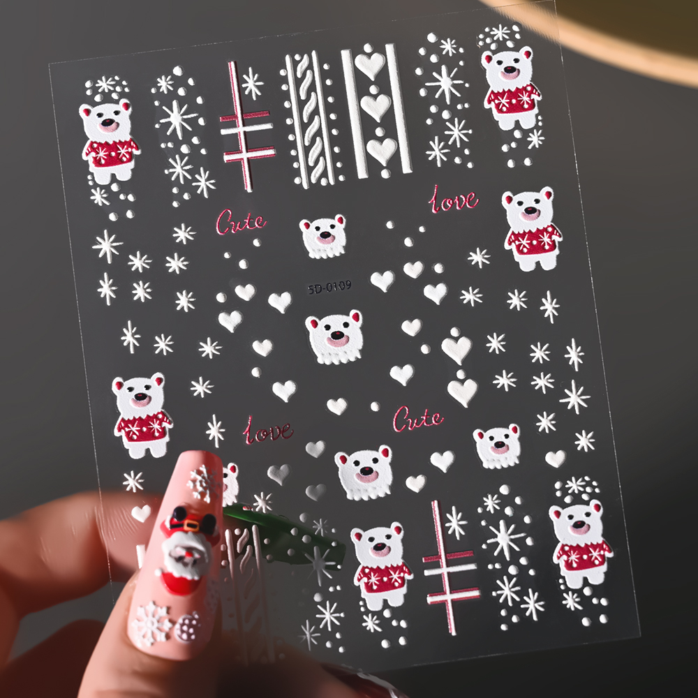 1Sheet 5D Embossed Christmas N - Nail Art Xmas Design ulasan dan harga