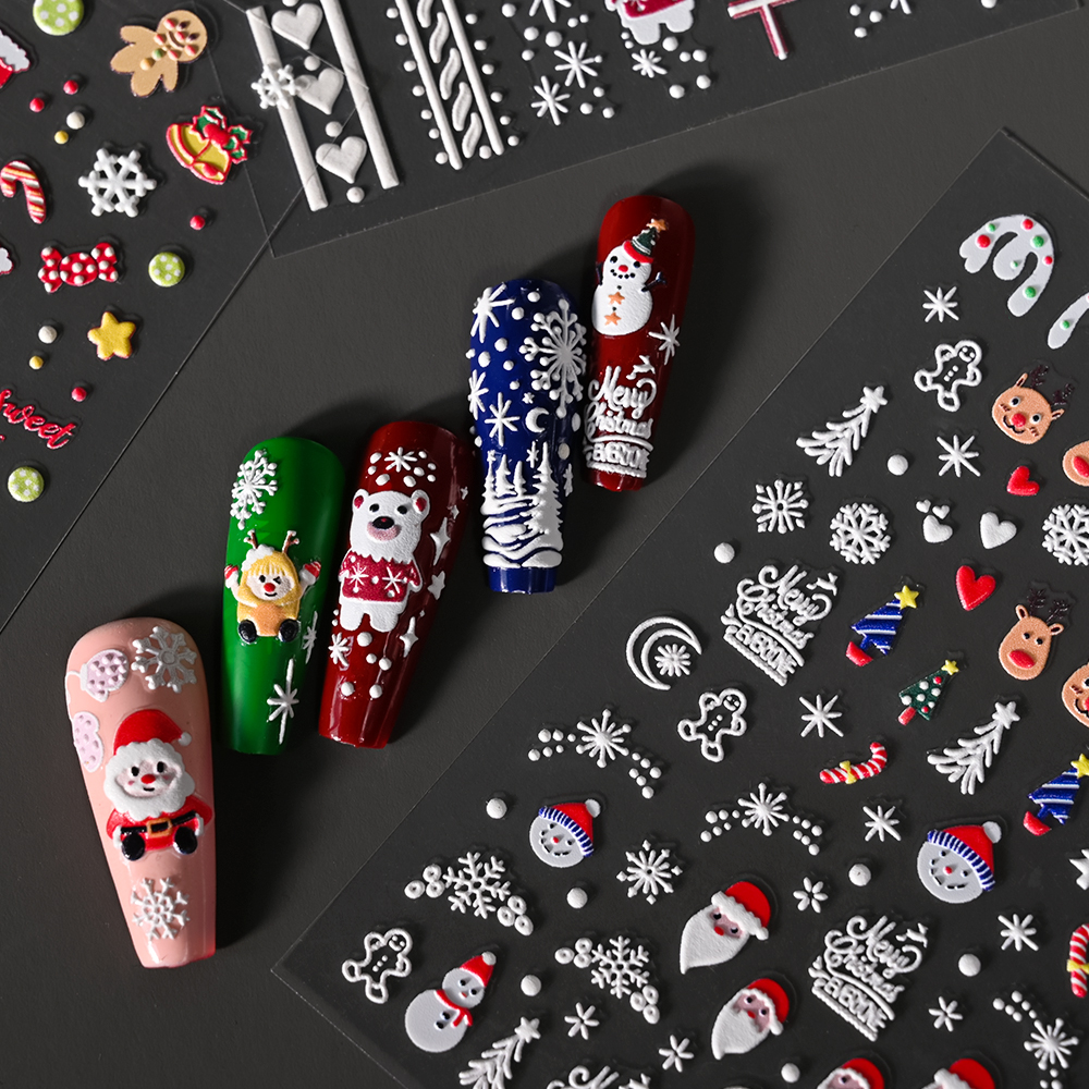 1Sheet 5D Embossed Christmas N - Nail Art Xmas Design ulasan dan harga