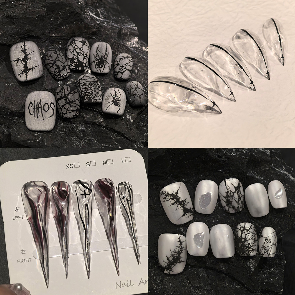 Dark Punk Cool Short Round Nai - Nail Art Glitter ulasan dan harga