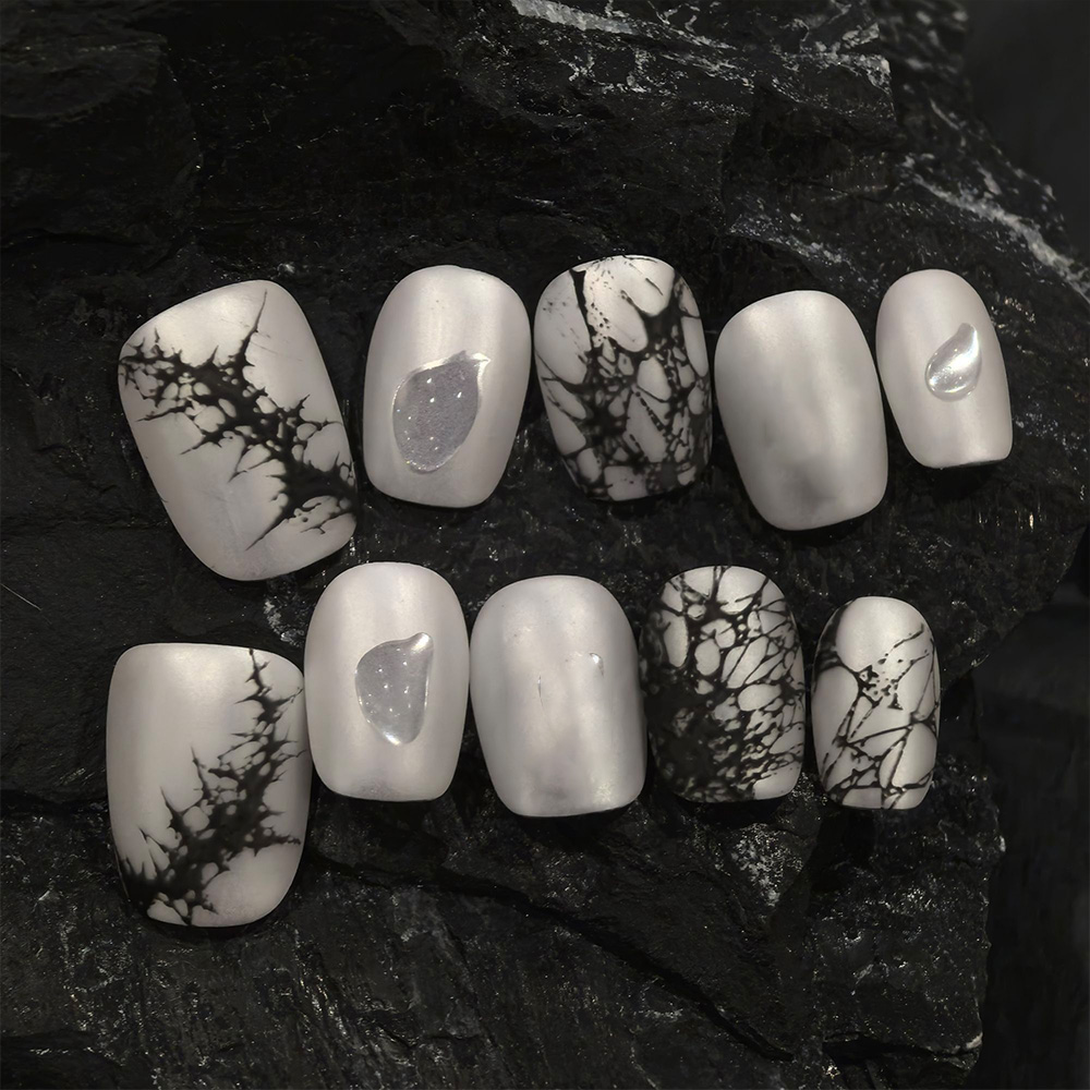Dark Punk Cool Short Round Nai - Nail Art Glitter ulasan dan harga