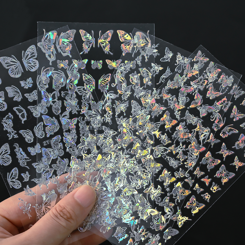 4pcs Gold Holographic Butterfl - Nail Art Van Gogh ulasan dan harga