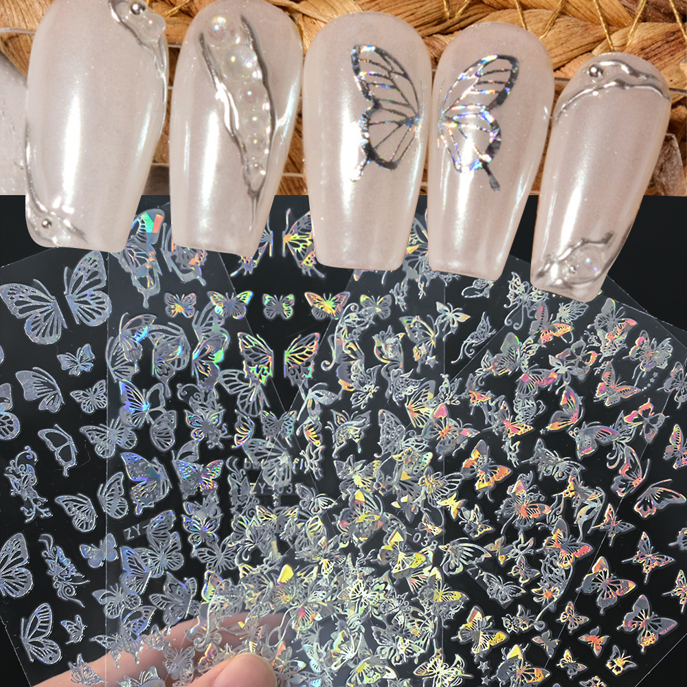 4pcs Gold Holographic Butterfl - Nail Art Van Gogh ulasan dan harga