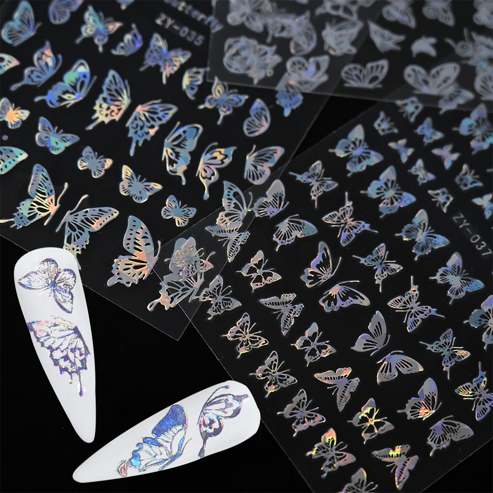 4pcs Gold Holographic Butterfl - Nail Art Van Gogh ulasan dan harga